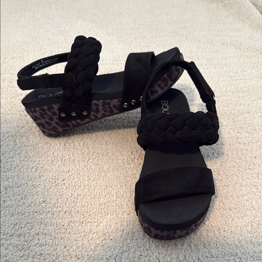 Corkys Black Women's Low Wedge Sandals